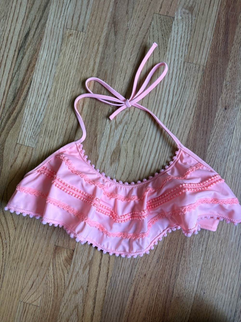 Victoria’s Secret medium Pink/Peach Ruffle Bikini Top